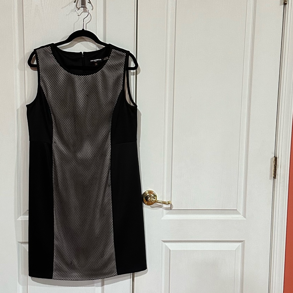 Karl Lagerfeld Black Shift Dress, Size16